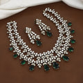 Sparkling Crystal & Emerald Drop Necklace Set