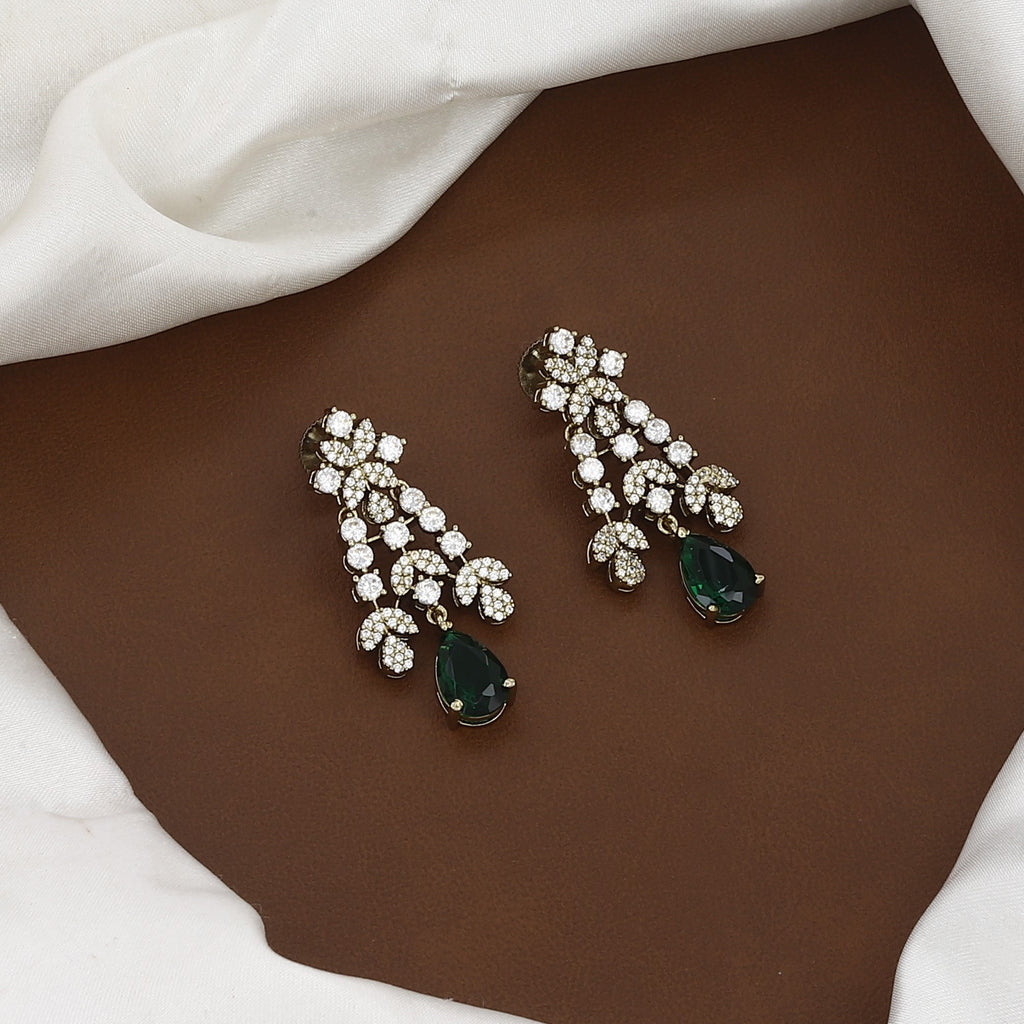 Sparkling Crystal & Emerald Drop Necklace Set