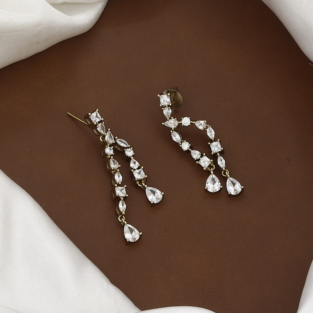 Mehndi Polished Dainty CZ Drop Necklace & Earring Set