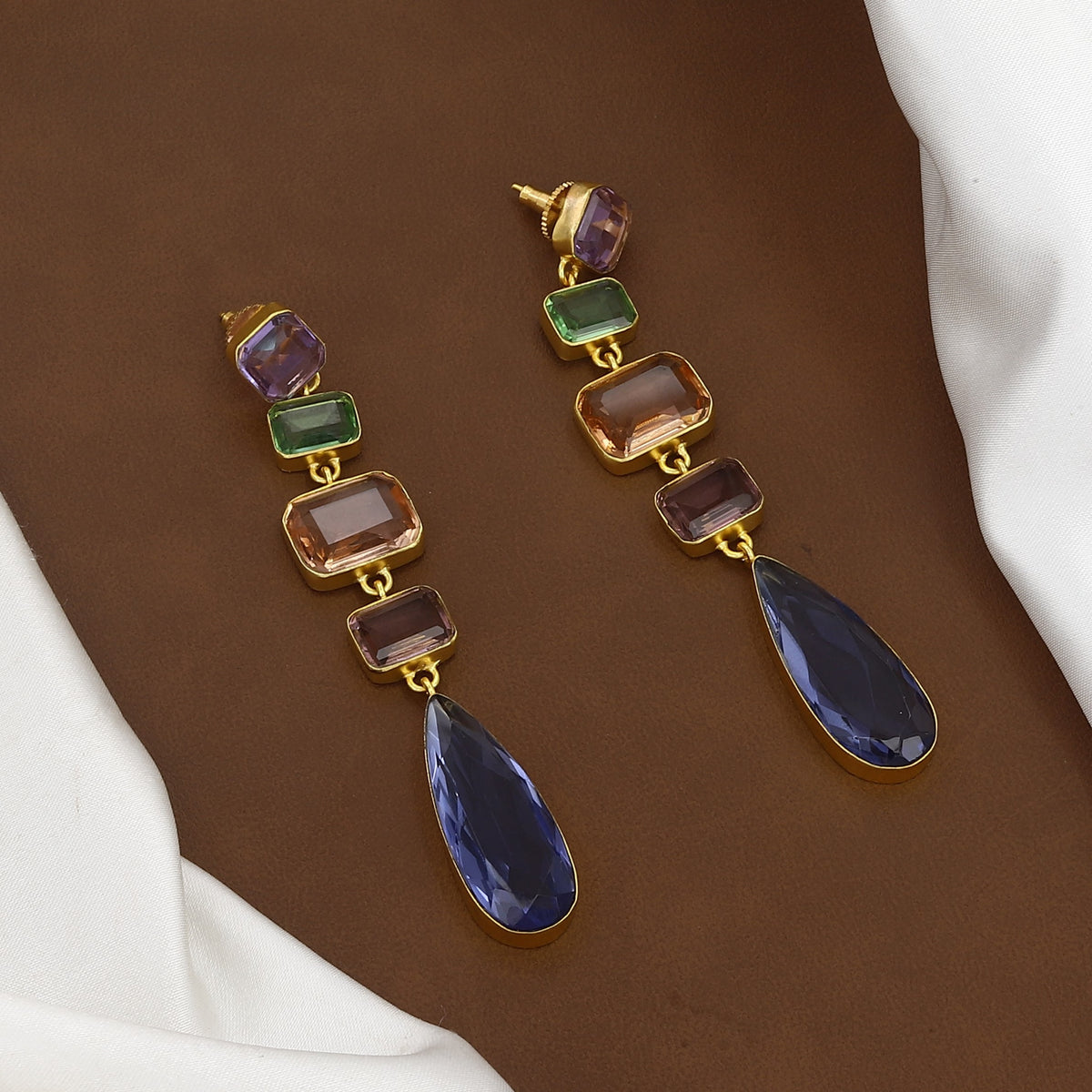 Multicolor Gemstone Pendant Necklace Set