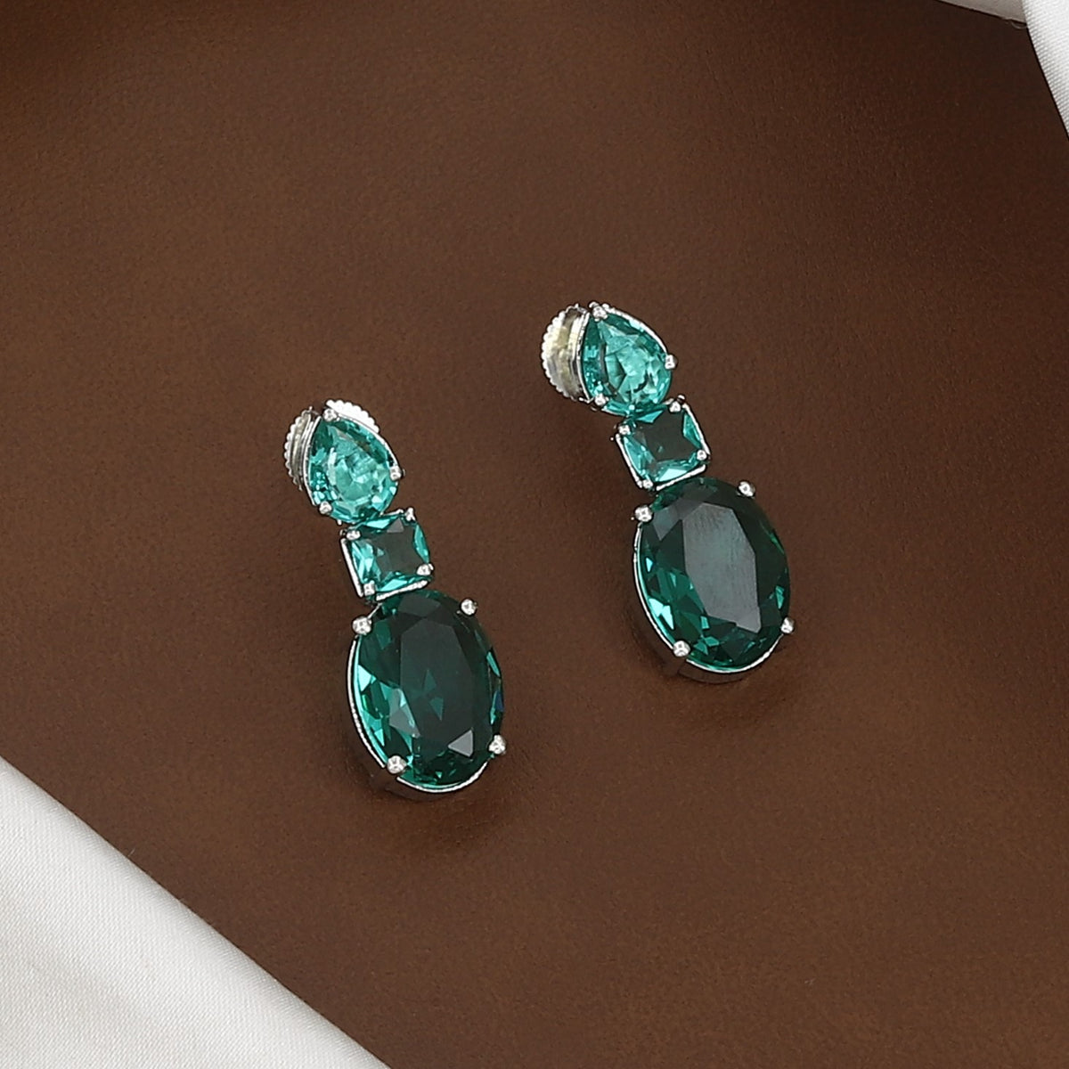 Teal Green Crystal Statement Necklace Set