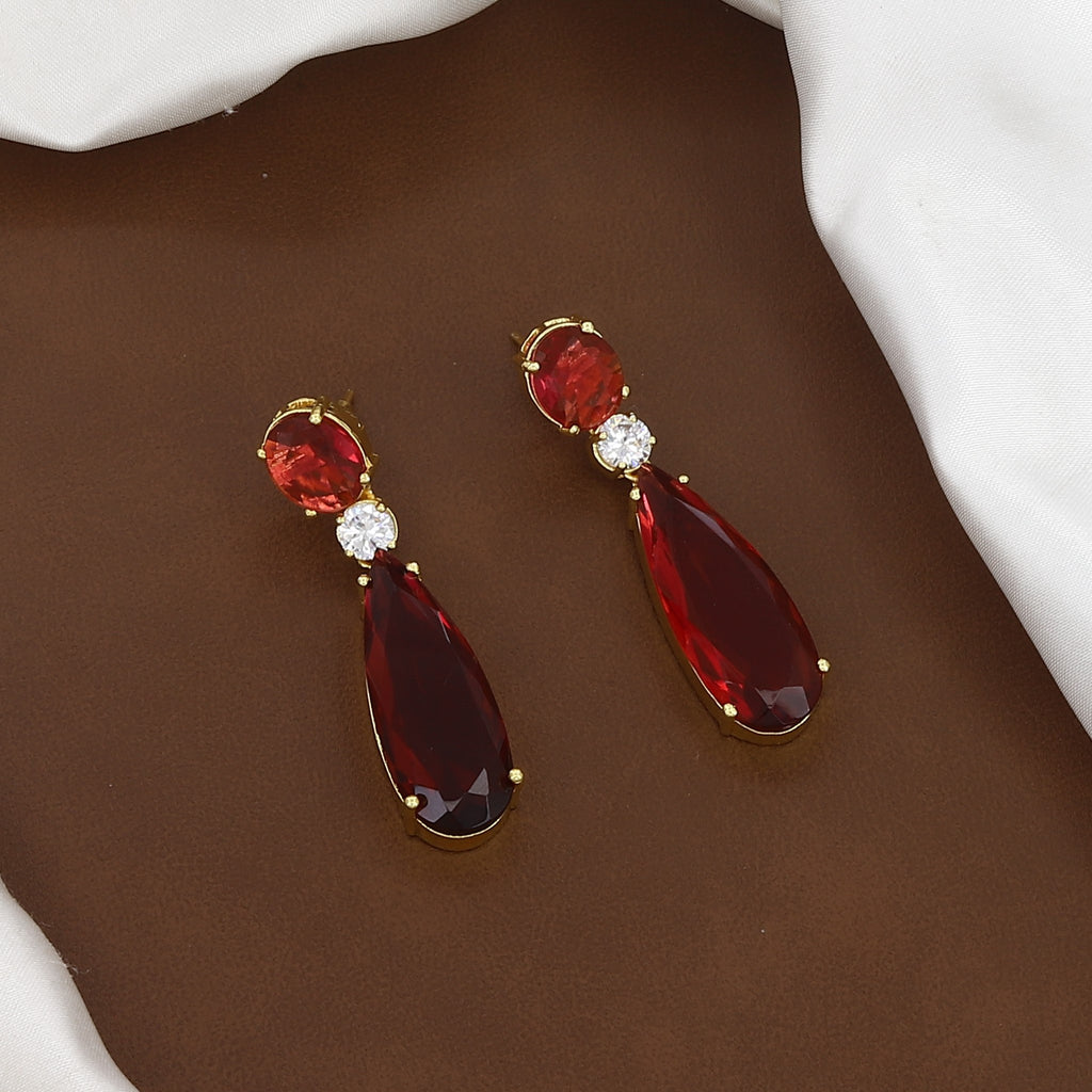 Emerald Red Crystal Gold Diamond Necklace Set