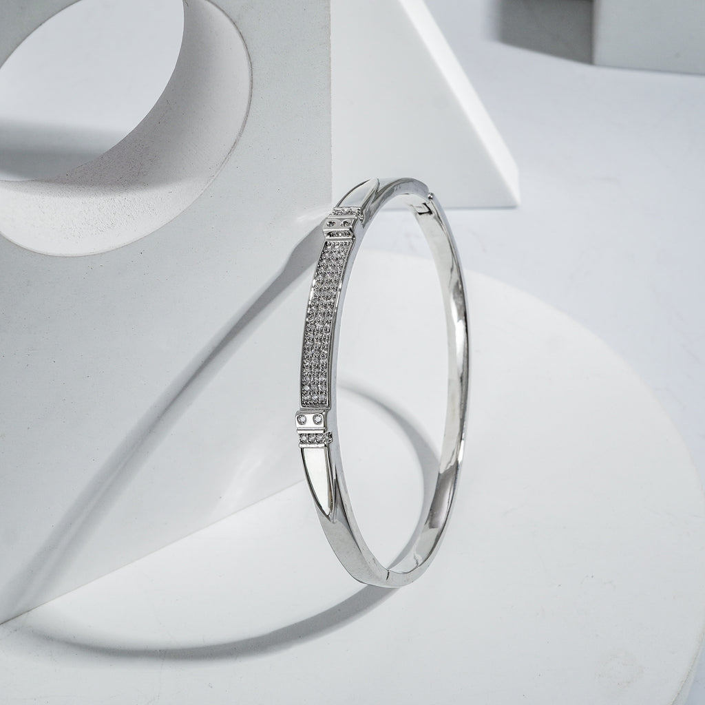 18k Mini American Diamond Silver Polish Kada