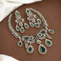 Glittering Emerald & Crystal Statement Diamond Necklace Set