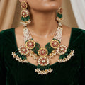 Floral Design Antique Kundan Necklace Set