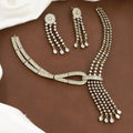 Modern Multi-Strand Crystal Lariat Diamond Necklace Set