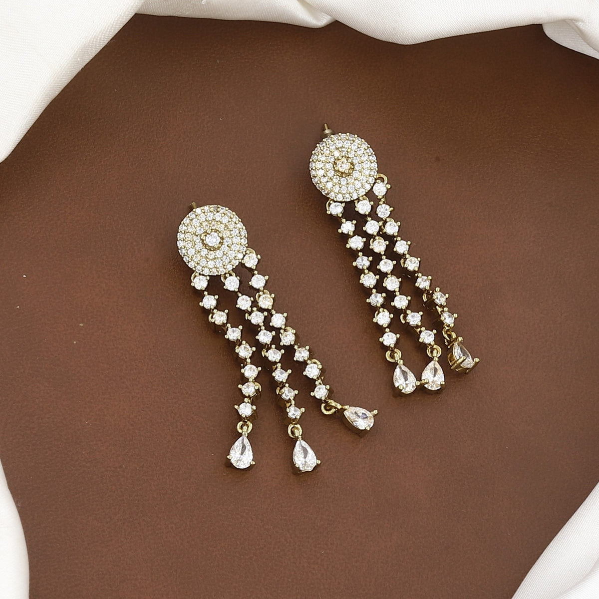 Modern Multi-Strand Crystal Lariat Diamond Necklace Set