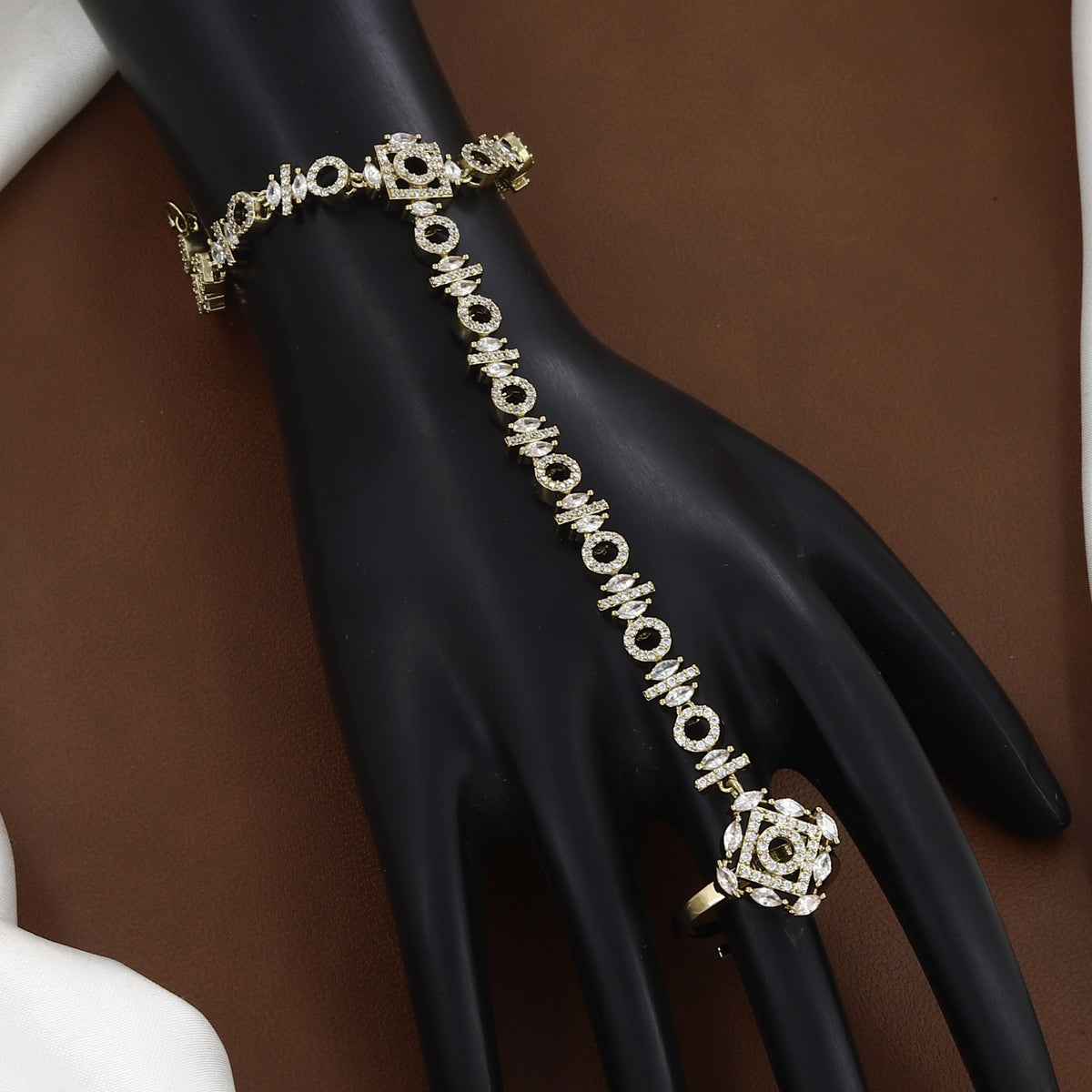 CZ Stone Mehndi Polished-Plated Haathphool & Hand Harness