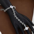 Silver-Plated Floral Vine CZ Haathphool & Hand Harness