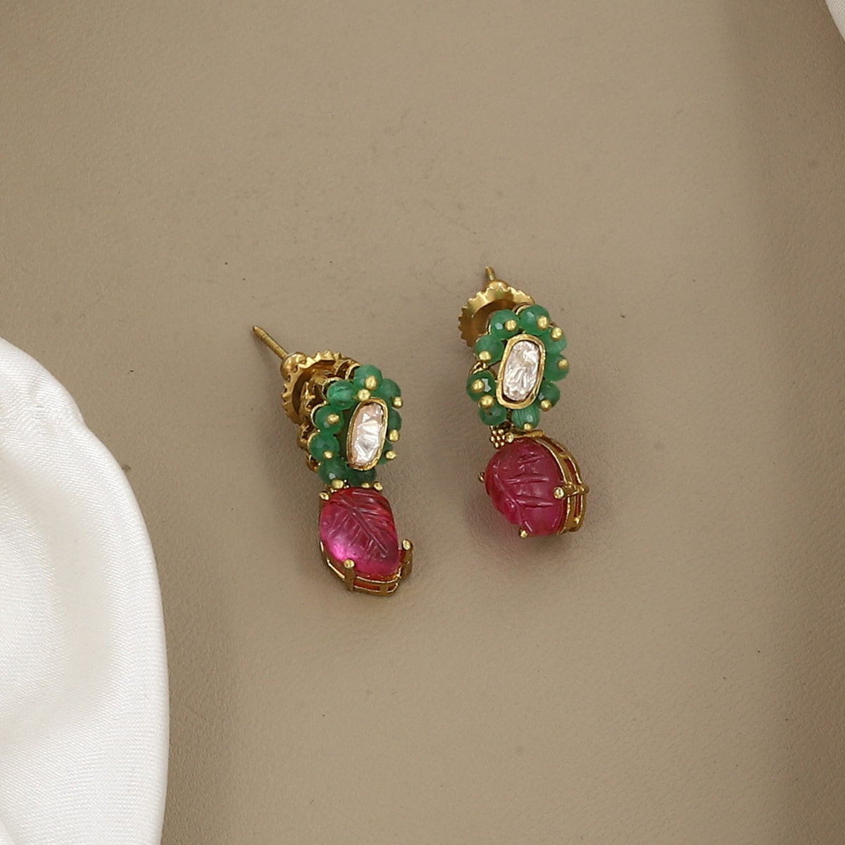 Traditional Gold-Plated Bird Pendant Vantara Necklace Set