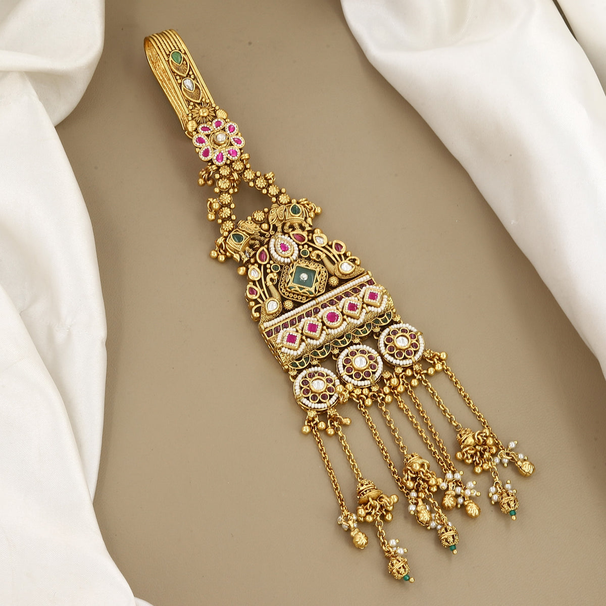 Antique Gold Finish Peacock Kamar Juda