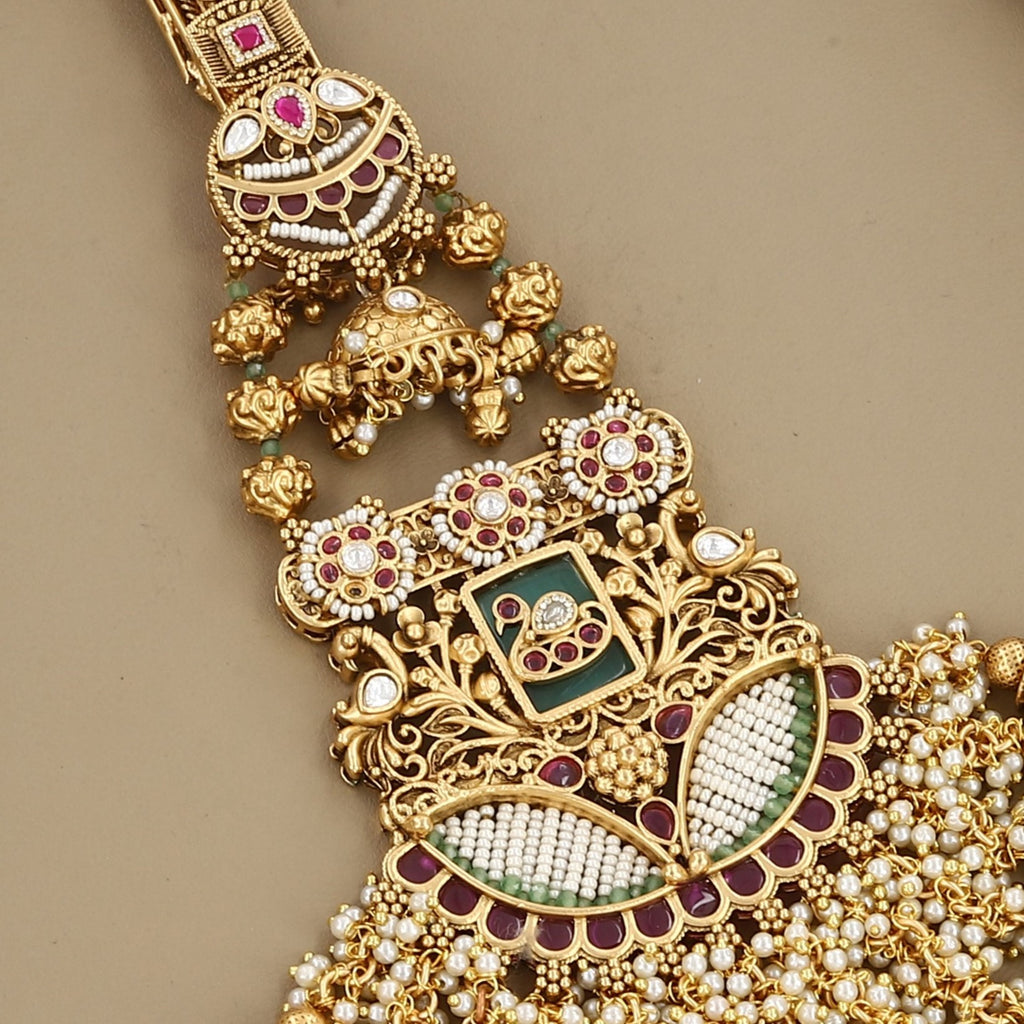 Antique Gold Kamar Juda with Pearl Bunches