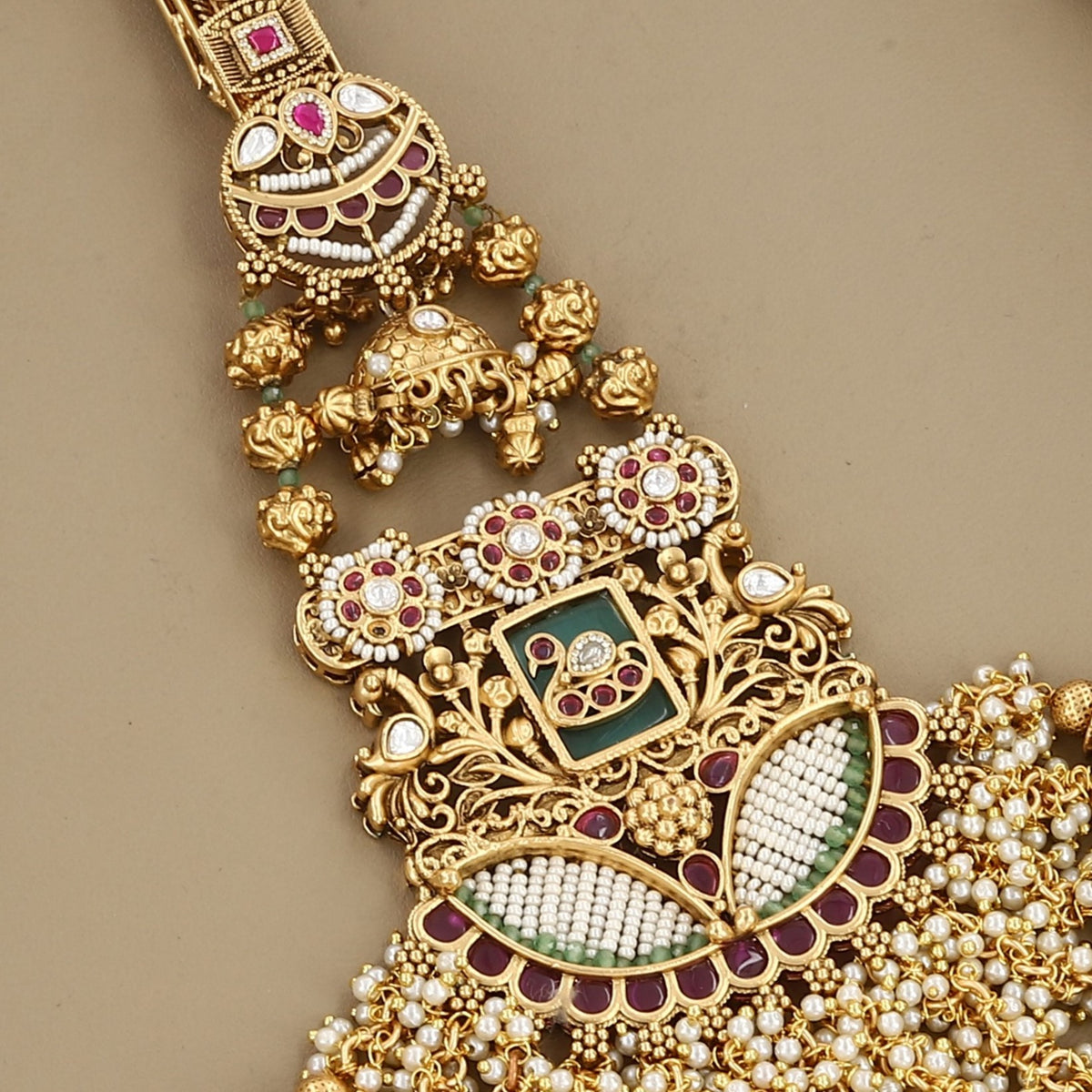 Antique Gold Kamar Juda with Pearl Bunches