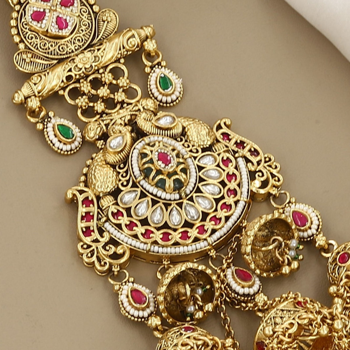 Antique Gold Kamar Juda with Jhumki & Cascading Chain Tassels