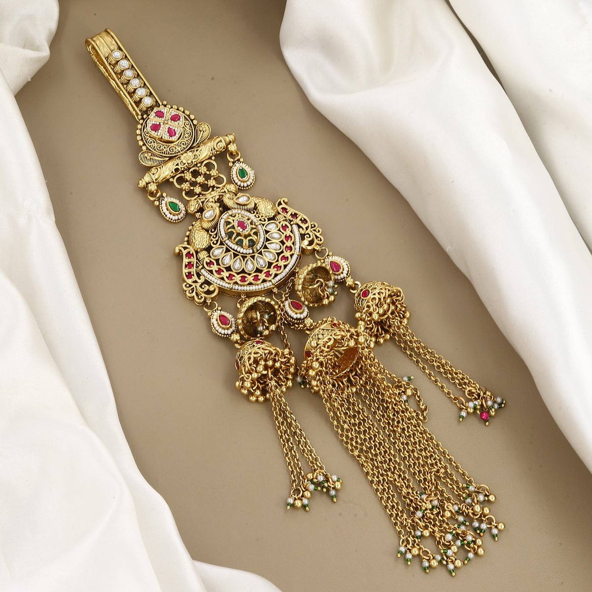 Antique Gold Kamar Juda with Jhumki & Cascading Chain Tassels