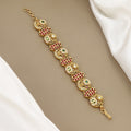 Traditional Gold-Plated Ruby Stone & Filigree Statement Bracelet