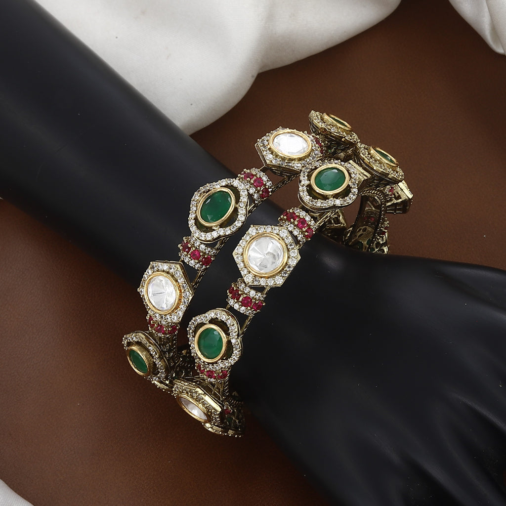 Royal Jadau Style Polki Patla Set with Ruby & Emerald Highlights