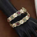 Gold-Plated Openable Kundan Kada with Ruby & Emerald Stones