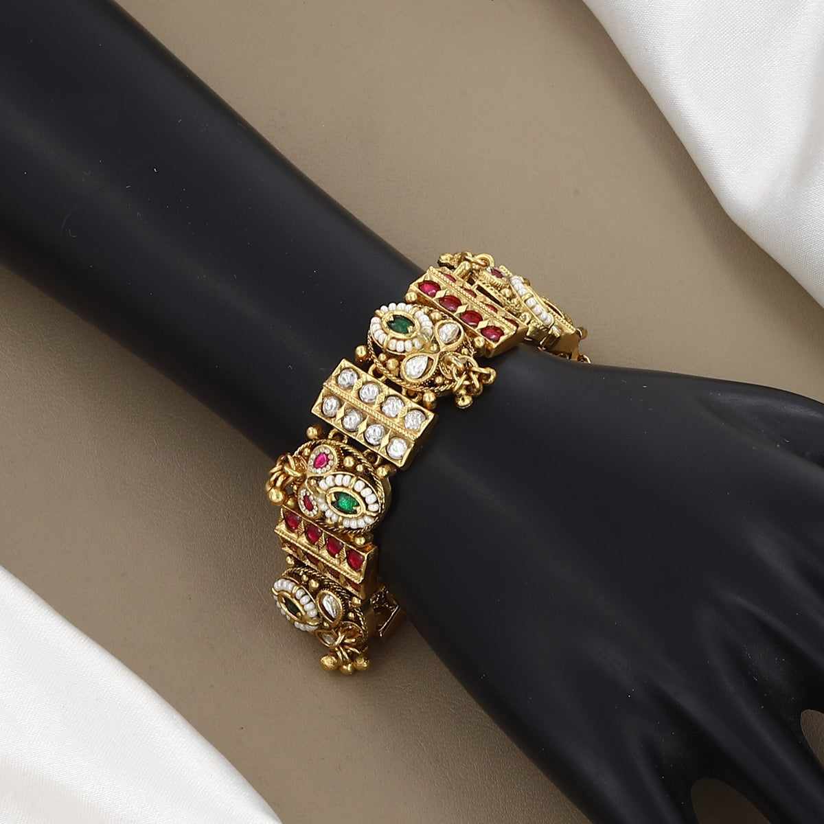 Exquisite Gold-Plated Multicolored Stone Traditional Bracelet
