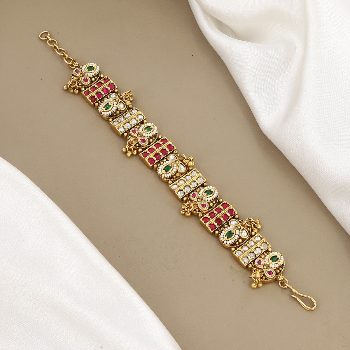 Exquisite Gold-Plated Multicolored Stone Traditional Bracelet
