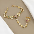 Delicate Gold-Plated Floral Hathphool with Ruby & CZ Stones