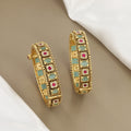 Mint Green & Ruby Stone Gold Bangles Patla Set