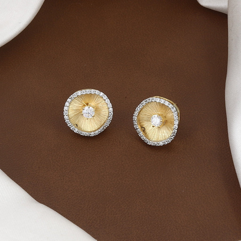 Matte Gold Fluted Disc Stud Earrings