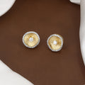 Matte Gold Fluted Disc Stud Earrings