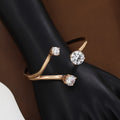 Rose Gold Open Cuff Bracelet with Trio Solitaire CZ Stones