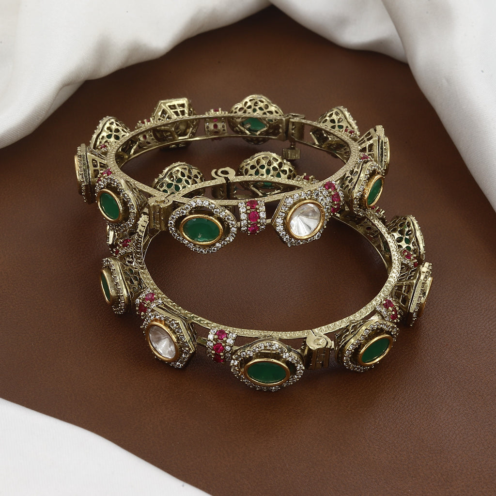 Royal Jadau Style Polki Patla Set with Ruby & Emerald Highlights
