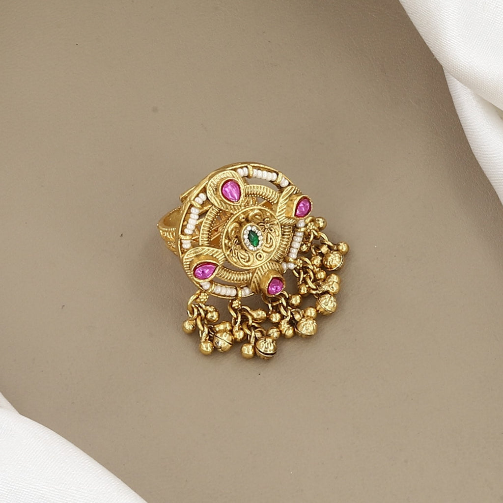 Gold-Plated Circular Cocktail Antique Ring