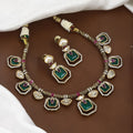 Geometric Emerald & Polki Wedding Necklace Set