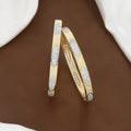 Gold-Plated Matte Finish CZ Oval Pattern Bangles