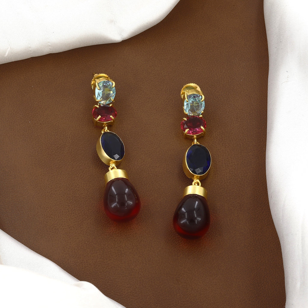 Multi-Color Gemstone Drop Earrings