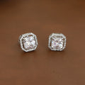 Silver Cushion Cut Solitaire Halo Stud Earrings