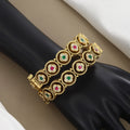 Floral Motif Ruby & Emerald Gold Bangles Patla Set