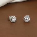 Silver Plated Solitaire Halo Stud Earrings