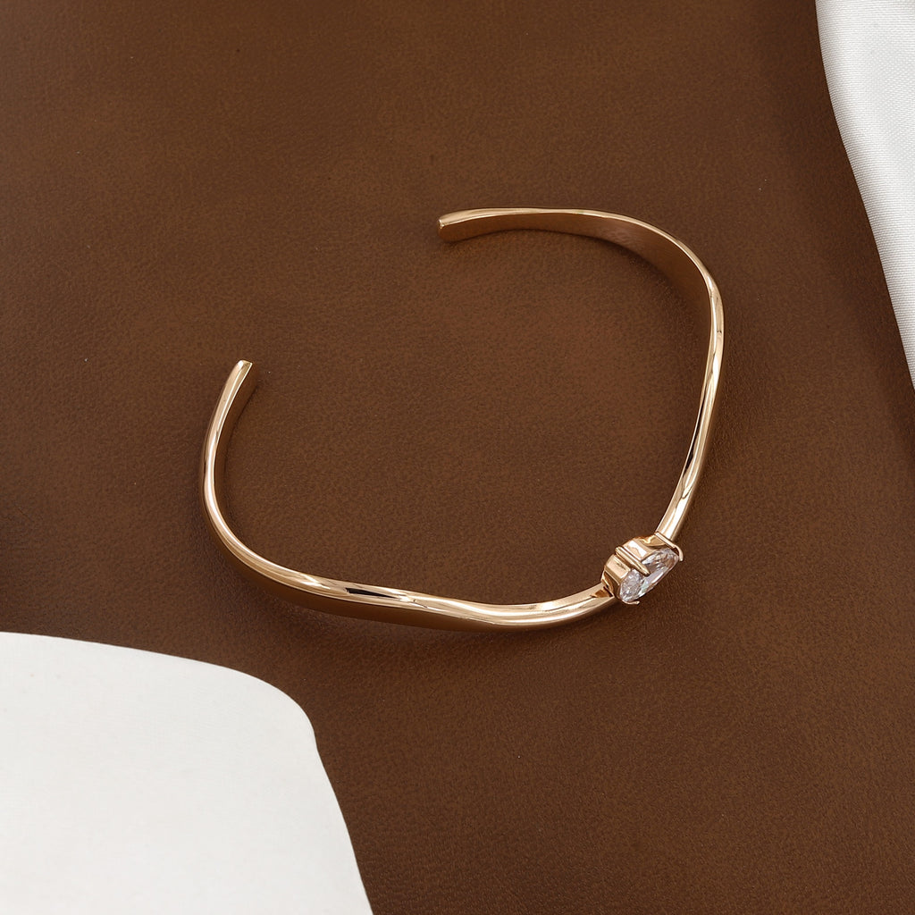 Pear Cut Diamond Curved Rose Gold Bracelet