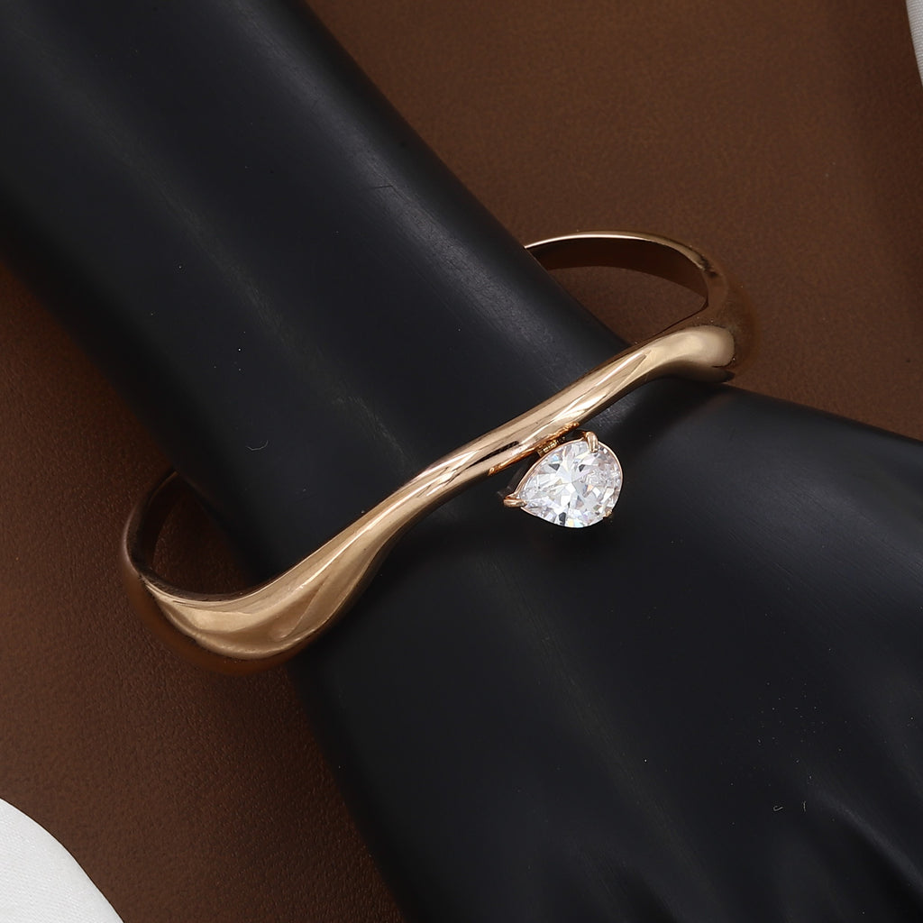 Pear Cut Diamond Curved Rose Gold Bracelet