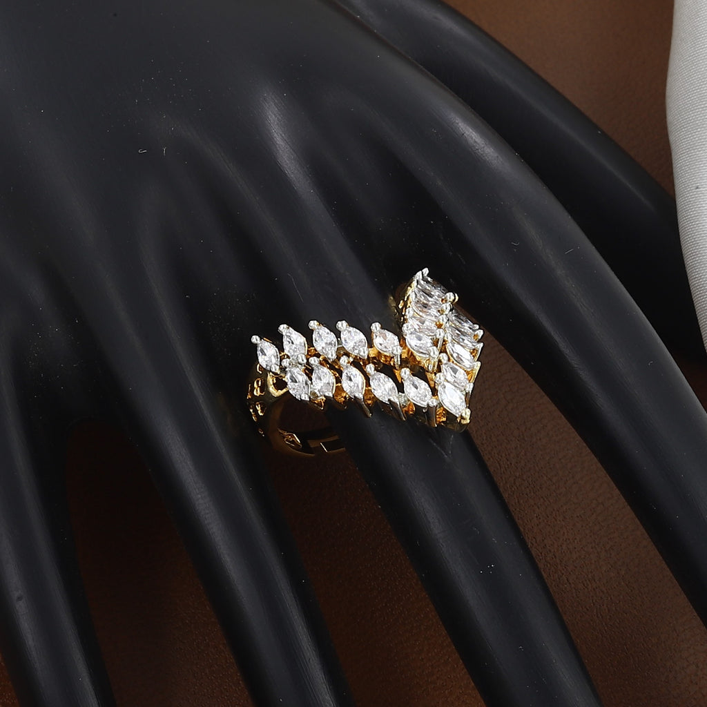 Marquise Diamond Double V-Chevron Ring
