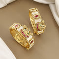 Wedding Ruby & Pearl Gold Patla Bangle Patla Set