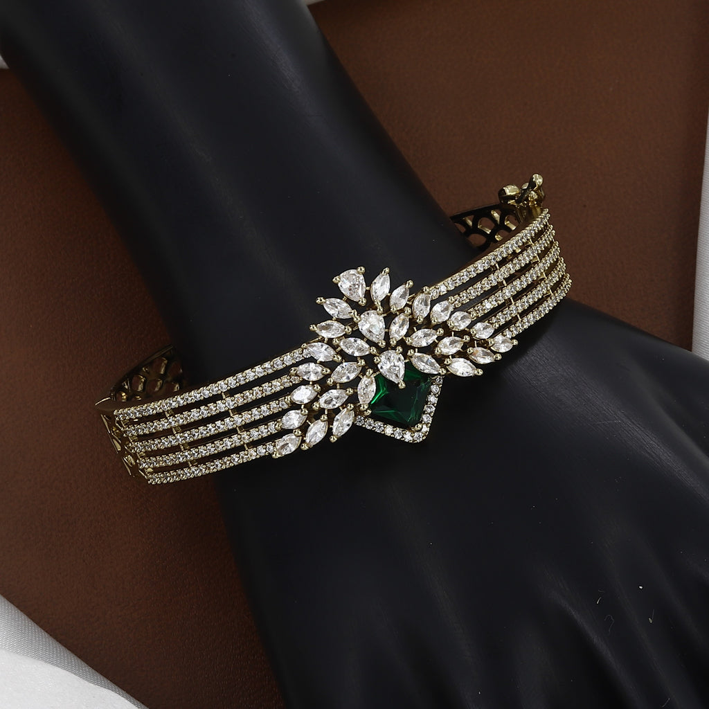 Mehndi Polished Royal Sapphire & Stone Bangle Bracelet