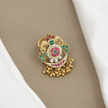 Antique Gold Peacock Statement Ring with Ruby, Emerald & Ghungroos