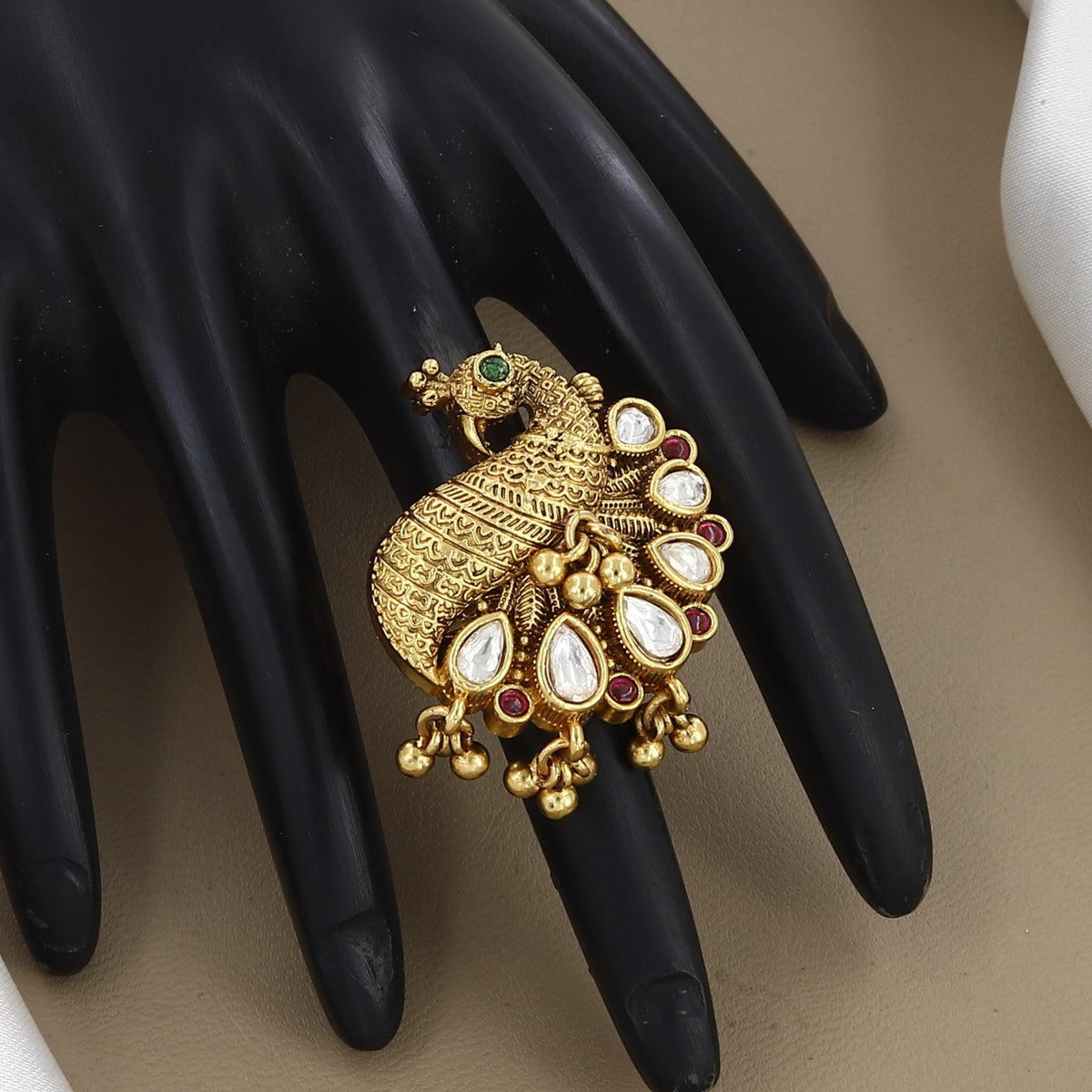 Gold-Plated Peacock Antique Finger Ring