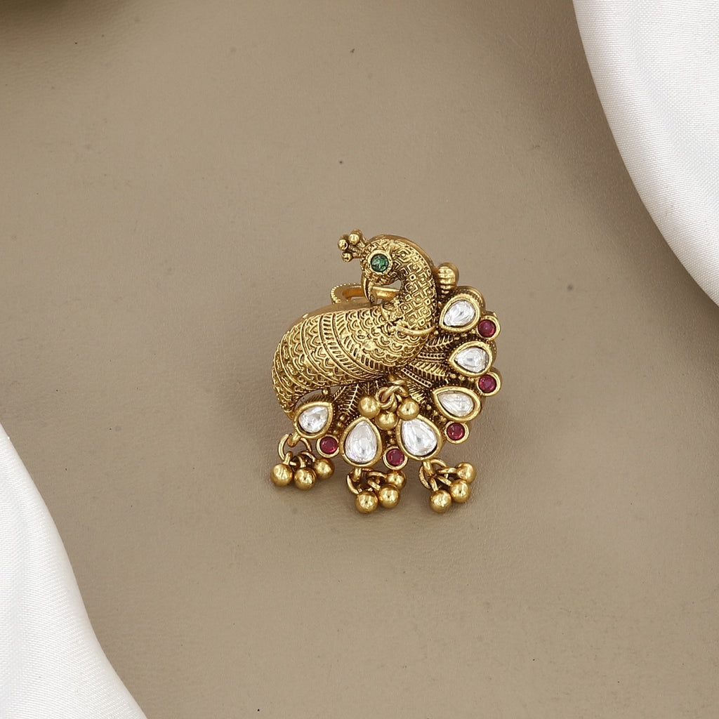 Gold-Plated Peacock Antique Finger Ring