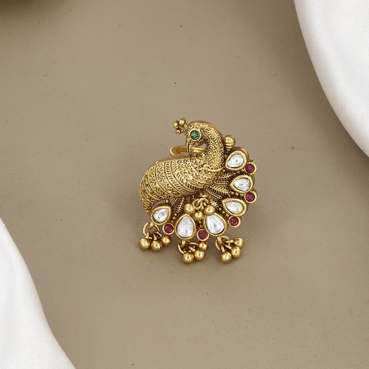 Gold-Plated Peacock Antique Finger Ring