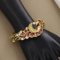 Designer Peacock Gold Bracelet with Ruby & Emerald
