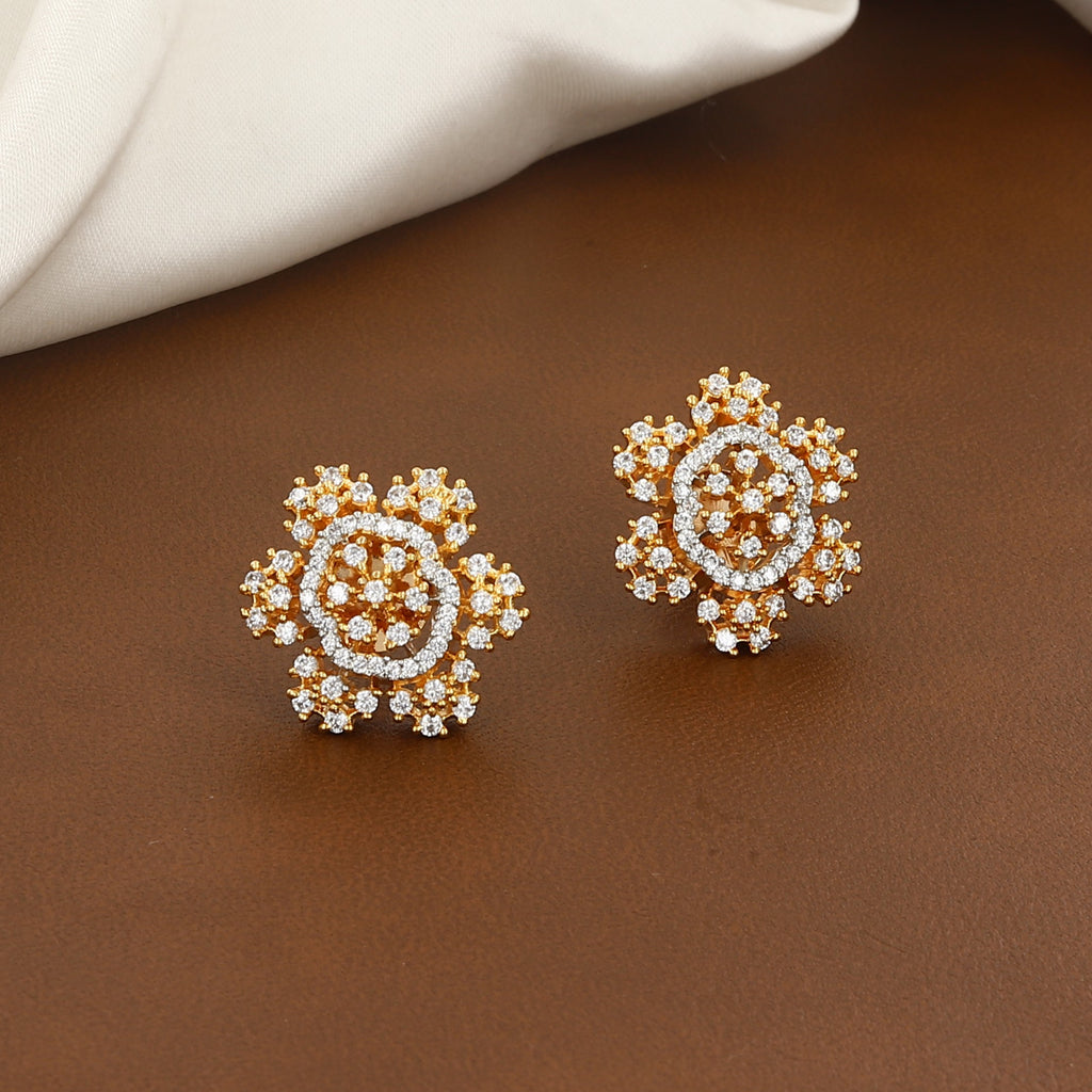 Designer Gold Sparkling Starburst Diamond Studs