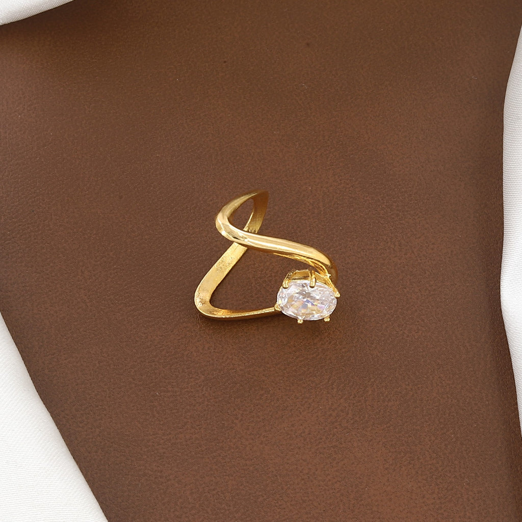 Oval Floating Diamond Wishbone Ring