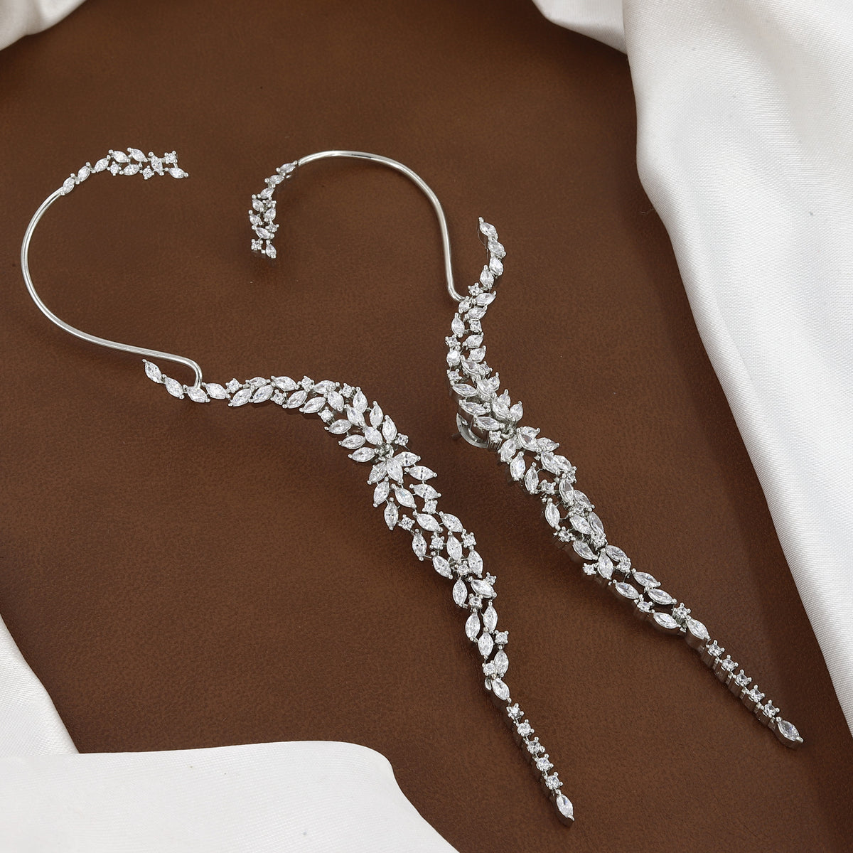 Sparkling Marquise CZ Leaf Cascading Ear Cuffs